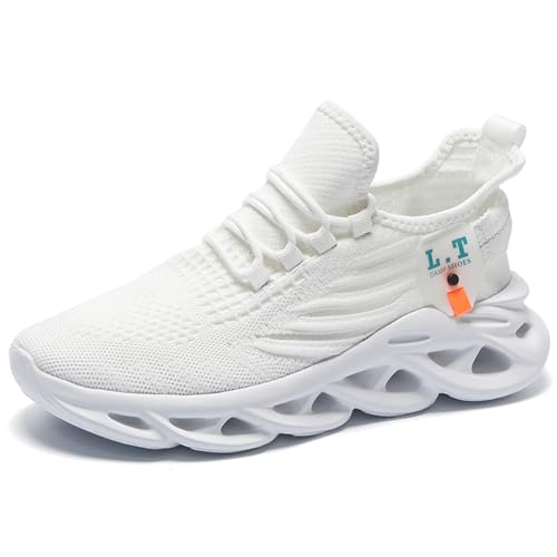 ZDFQLGV Herren Laufschuhe Turnschuhe Sportschuhe Sneaker Walkingschuhe Atmungsaktiv Gummisohlen Spiralboden Fitness Jogging Schuh Weiß EU 39., 19.94 €