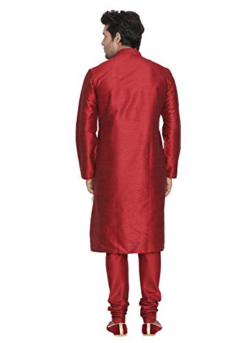 Image of VASTRAMAY Men's Burgandy Silk Blend Only Kurta