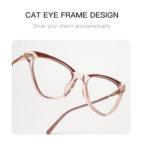 Image of Cyxus Cat Eye Blue Light Blocking Glasses for Women Men Tr90 Frame Anti Eye Strain UV400 Protection Computer Glasses 8189