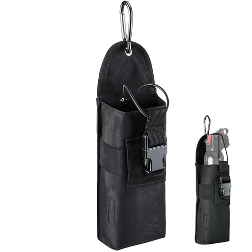 1 Pack Bear Spray Holster with Quick Release Buckle (Spray Not Included) Nylon Holster with Hook & Loop for 7.9 & 9.2fl Oz Canister Portable Pouch & Elastic Cord Design for Hiking Camping (Black)