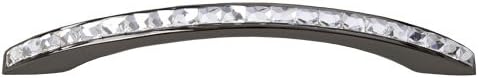 DecoUnique Arched Pull Handle with Swarovski Crystals, 6.5 inch, Polished Black Nickel, 812 L PBN C