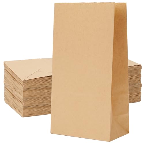 Homrelaxy 60 Pcs 4LB Paper Lunch Bags 5.1x3.2x9.8 Inch Kraft Paper Bags Brown Paper Bag for Snacks Sandwiches Crafts Gift Bags