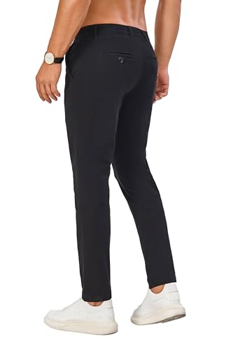 Khaki Pants for Short Men 27" Straight Slim Fit Men’s Dress Chinos Pants Stretch Smart Casual Trousers3