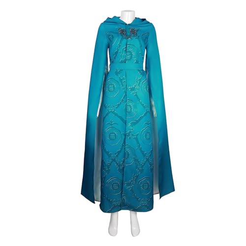 Eawpery Daenerys Targaryen Costume Medieval Dragon Queen Costume Halloween Cosplay Dresses (Blue, XX-Large)