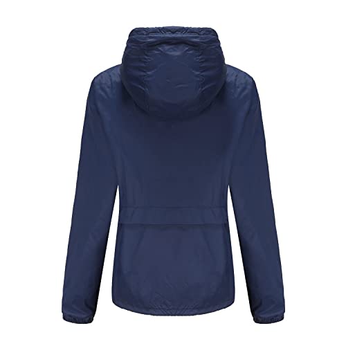 Jaqueta de chuva feminina à prova d'água sólida manga longa bolso casaco corta-vento de malha solta