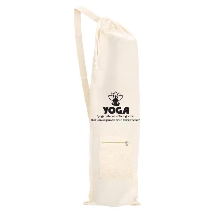 Yoga Mat Bag Cotton Carry Bag Zip Pocket Drawstring and Strap for Yoga Mat Stylish Printed Symbols Meditation Lightweight Bag Yoga is Described as an Art Form for Living-image-48