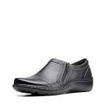 Clarks Women's Cora Giny Loafer Flat, Black Tumbled/Smooth Leather, 5 UK