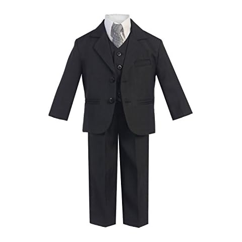 Little Gents 5 Piece Boy's Dress Suit with Shirt, Vest, and Tie (10H, Dark Gray, Size 10H, 10 Husky Cover