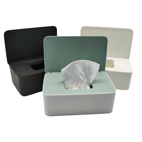 3 PCS Wet Wipes Dispenser Box Dustproof with Lid Wipes Dispenser Keeps Wipes Fresh Tissue Box Holder 3 Colors Wet Wipe Dispenser for Home Office Car