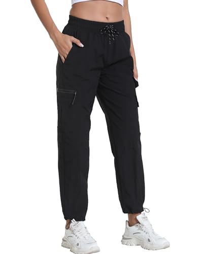 Image of Women's Joggers with Pockets, Hiking Cargo Water Resistant Lightweight Pants for Women Workout Athletic Travel Camping