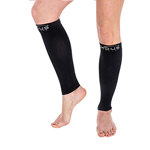Calf Compression Sleeve - Running Socks for Shin Splint, Recovery, Varicose Veins, Maternity, Pregnancy for Men & Women (Large-X Large) Calf Size 18"-20" Black