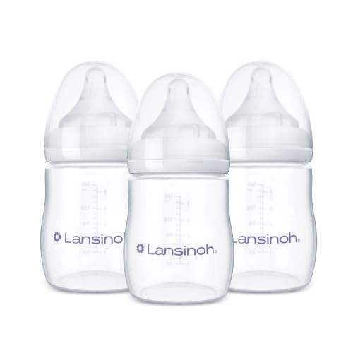 Image of Lansinoh Anti-Colic Baby Bottles, 5 Ounces, 3 Count | Slow Flow Nipples (S), Breastfeeding Bottle with NaturalWave Design, BPA-Free Plastic, Baby Essentials