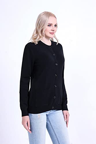 SMILING PINKER Women Cardigan Sweater Button Down Crew Neck Ribbed Knit Sweater with Pockets2