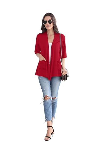 Image of ADANIKI Women 2026 Summer Lightweight Cardigan, Short Sleeve Open Front Casual Trendy Womens Kimono Cover Up with Pocket