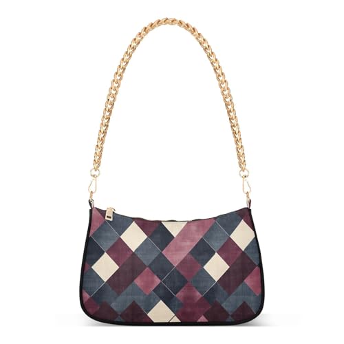 Sac à bandoulière bleu marine bordeaux, grand classique écossais