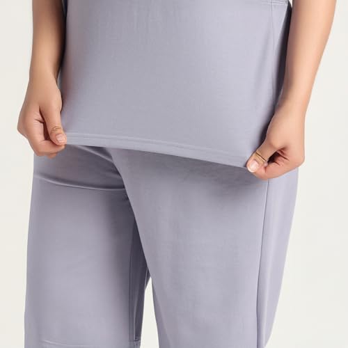 Image of Women's Relaxed Fit Cotton Co-Ord Set | Half Sleeve Top & Wide Leg Pants | Travel & Casual Wear