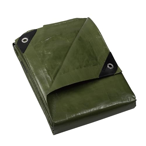 GUARD SHIELD Abdeckplane mit Ösen Wasserdicht 3m x 3m Grün Multifunktionale Polyester-Plane 120g/㎡ Gewebeplane Schutzplane Allzweckplane, Reißfest, UV-stabilisiert