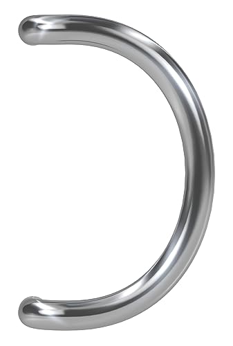 BASI Stoßgriff U-Form | Halbrund | Türbeschlag außen | Edelstahl | Haustürgriff mit Montageset | Achsmaß 300 mm