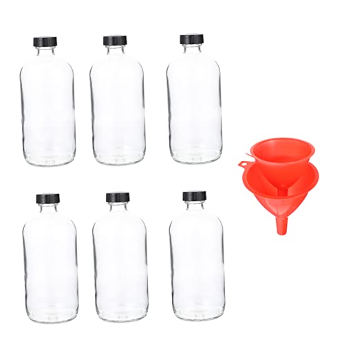 SOLUSTRE 6 Piezas Botella De Vidrio Botella De Medios Botella De Muestreo De Líquidos Botella Boston Botellas De Almacenamiento De Medios Recipiente Transparente Frasco De Reactivo Graduado