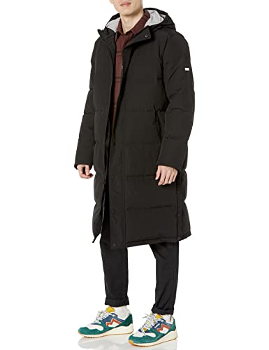 Dkny Men's Arctic Cloth Hooded Extra Long Parka Jacket, Black, Small #TOP13