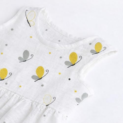 Image of The Boo Boo Club Girls Cotton Muslin Printed Dress | Short Sleeve Knee-Length Summer Girls Frock | Soft Breathable
