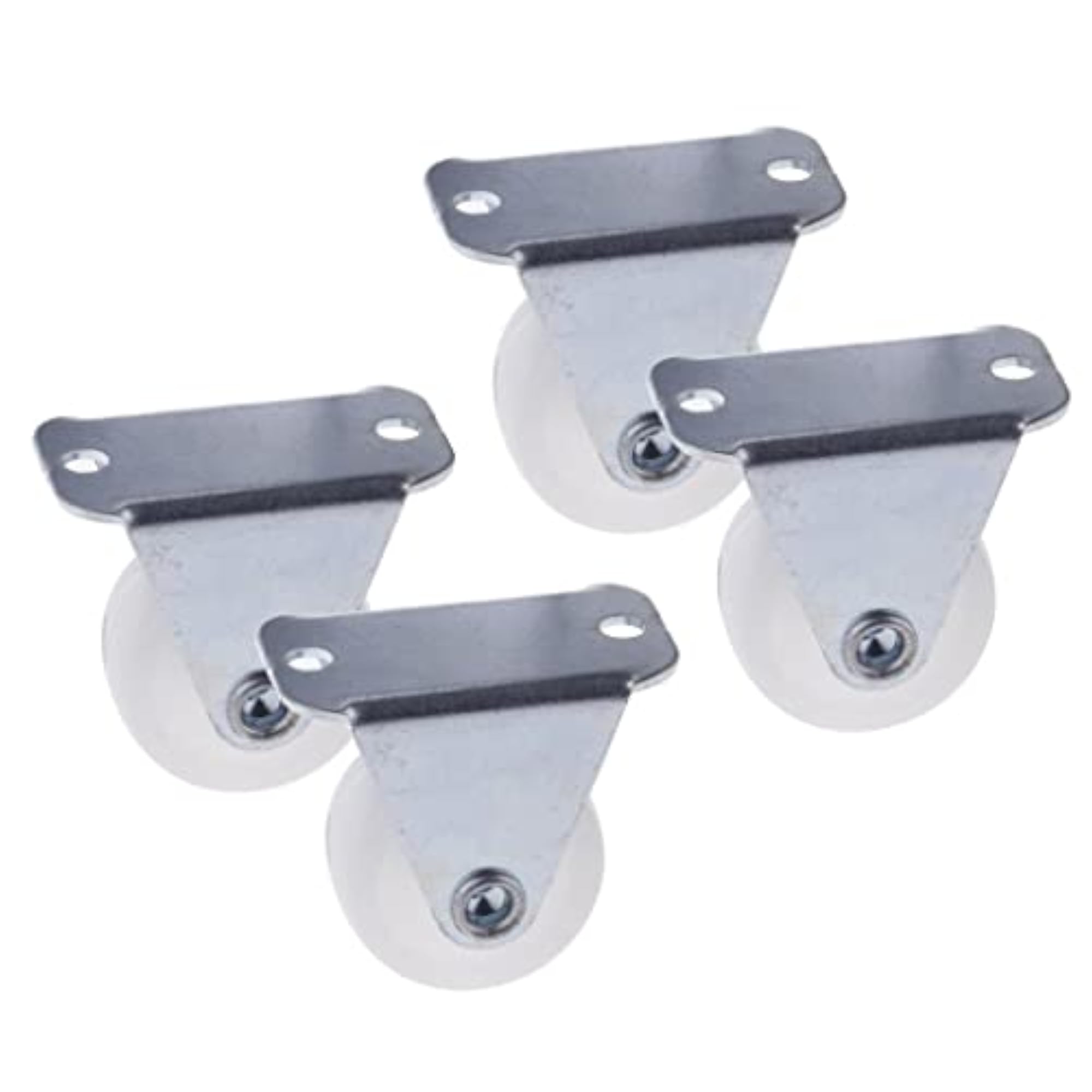4PCS 1'' White PP Fixed Plate Caster Wheel, 10kg Capacity
