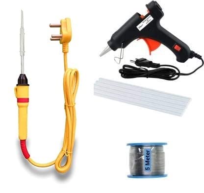 AQBP 4in1 Beginners 25W Soldering Iron Kit with Glue Gun, 2 GLUE STICK and 40gr Solder Wire.