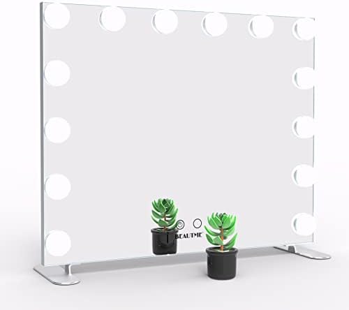 Nitin Lighted Vanity Mirror with Touch Control Design, Hollywood Makeup Mirrors with Lights, Tabletop or Wall Mounted Vanity Mirrors (Silver)
