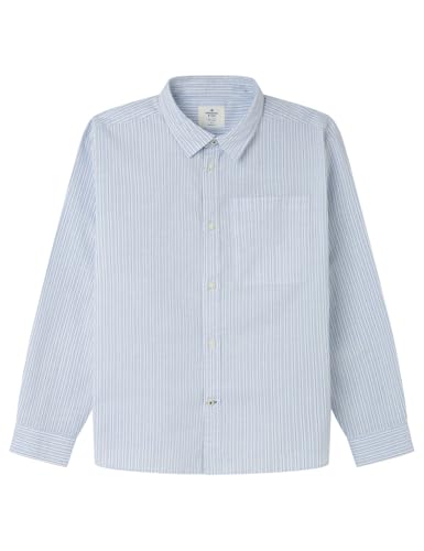 Springfield Camisa De Rayas De Popelina, Azul, 7-8