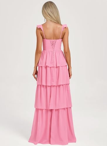 Tiered Ruffle Bridesmaid Dresses for Women 2025 Long Chiffon Formal Evening Dress with Slit2