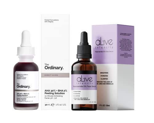 The New Ordinary AHA 30%+BHA 2% Peeling Solution 30ml With Alive Intensity Niacinamide 5% Face Serum 30ml ((Peeling Solution (TO) + Niacinamide (AI)))