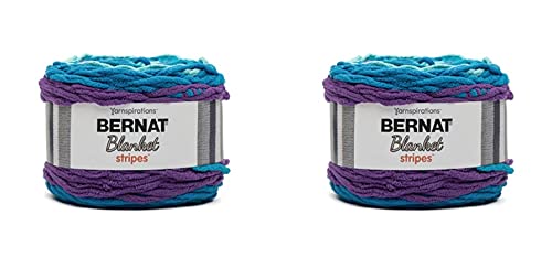 Image of Bernat Blanket Stripes 300g Rip Tide Yarn - 2 Pack of 300g /10.5oz - Polyester - 6 Super Bulky - Knitting /Crochet