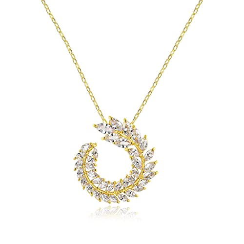 Elegant 14k Gold Wreath Necklace with Moissanite Branches, Sophisticated Laurel Design for Women - Ideal Birthday Gift