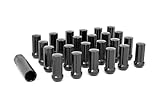 Rough Country 32-Piece Lug Nut Set - M14x1.5 Thread, Bulge Acorn Style, Black Lug Nuts with Socket Key, Corrosion-Resistant for Aftermarket Wheels