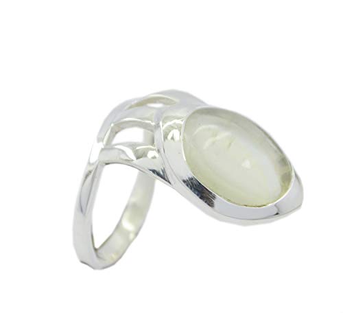 Bague en préhnite verte naturelle et argent sterling de haute joaillerie