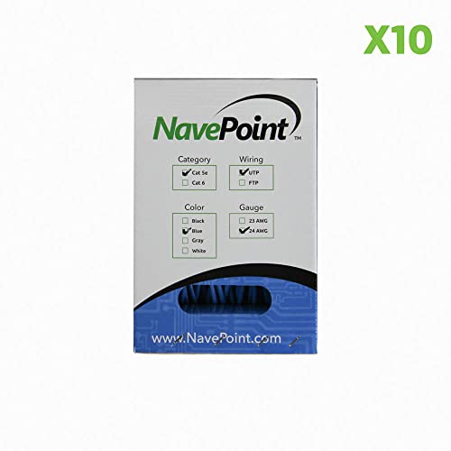 Cable Ethernet NavePoint CAT5e UTP 500ft Azul 10 Pack miniatura 2