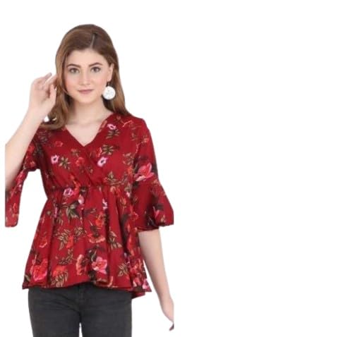 Women's Charvie Wrap Floral Printed Top| Comfortable, Breathable, Lightweight, Skin Friendly|SL_43-image-24