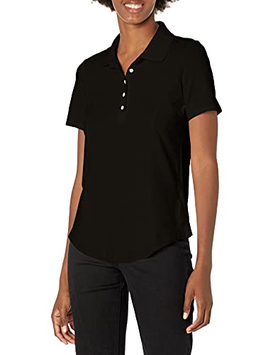 Riders By Lee Indigo Womens Short Sleeve Polo Shirt , Black Soot , Large #TOP8
