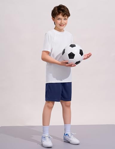 Image of Somaibo Boys Athletic Shorts Youth Quick Dry Soccer Basketball Running Gym Performance Mesh Sports Shorts for Kids