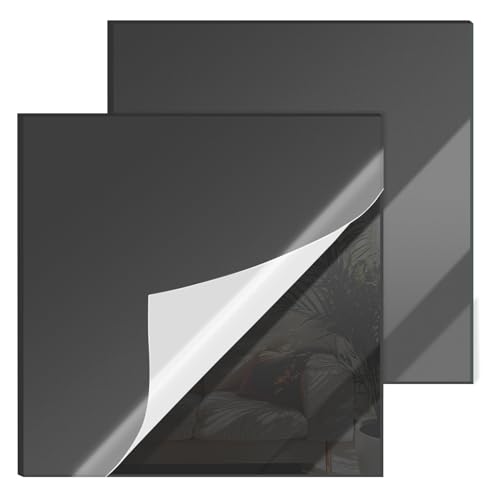Image of 12x12 Inches Black Mirror Acrylic Sheet - 2 Pcs Reflective Acrylic Panel for DIY Crafts, Home Decor & More (30x30 cm)