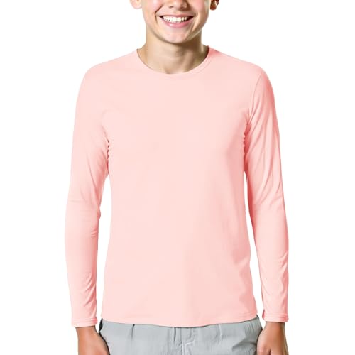 Bamboo Viscose Boys Long Sleeve Shirts Kids Girls Youth Quick Dry Lightweight Breathable Athletic Outdoor T-Shirts Lightpink - Main Image