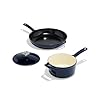 Made In Cookware - 5 Pc Enameled Cast Iron Set - Blue - Includes Dutch Oven w/Lid, Skillet and Saucepan w/Lid - Exceptional Heat Retention and Durability - Professional Cookware - Crafted In France #1