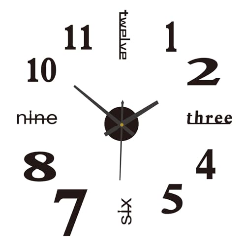 3D Wanduhr DIY 50 cm Durchmesser, Selbstklebend mit Schablone, Modernes Design für Wohnzimmer, Schlafzimmer und Büro, Wanduhr zum Kleben, 3D Wandtattoo Uhr in Schwarz, Leiser Mechanismus 3D Wanduhr DIY 50 cm Durchmesser, Selbstklebend mit Schablone, Modernes Design für Wohnzimmer, Schlafzimmer und Büro, Wanduhr zum Kleben, 3D Wandtattoo Uhr in Schwarz, Leiser Mechanismus