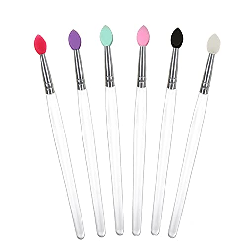Silicone Eyeshadow Brushes Set, BYVUTE Colorful Heads Eyeliner Blending Professional Makeup Brush Set, 6 Essential Eye Makeup Brushes Kits, Eye Shadow Brushes