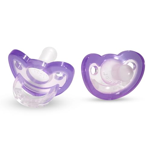 RaZbaby Jollypop Pacifier for Babies 3 Months and Up, USA Made, Natural Shaped Orthodontic Binky, Lovingly Shared in NICUs & Hospitals Worldwide, Medical-Grade 100% BPA-Free - 4 Pack - Lavender