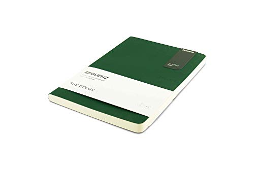 Image of Zequenz A5 Size Emerald Green Slim Notebook Blank Acid Free Paper 200 Pages 80GSM 360 Degree Flexibility 100% Handmade Fountain Pen Friendly Color Series Bookmark Included