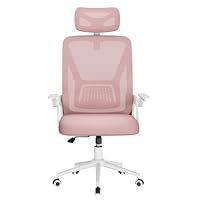 naspaluro Ergonomic Office Chair for Desk with Flip-up Armrests/Lumbar Support/Adjustable Headrest/Metal Claw, Comfy Swivel Heavy Duty Computer Study Chairs, Mesh Pink Work PC Chair For Home Office