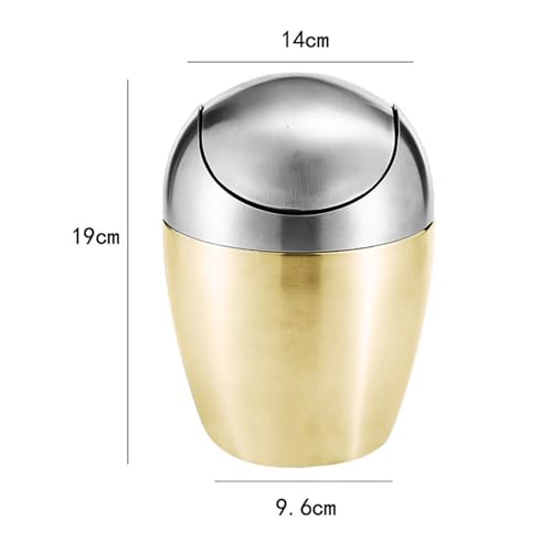 Image of Loboo Idea Desktop Mini Trash Can with Lid, 304 Stainless Steel Mini Trash Can 1.5 L / 0.40 Gal for Tabletop, Multipurpose Desk Trash Can Waste Basket