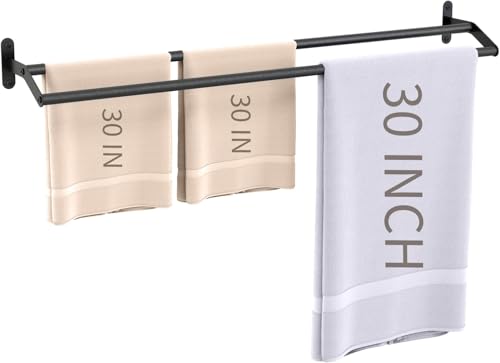 Image of Acrylic Design Double Towel Bar for Bathroom Wall 30 Inch Matte Black, Double Towel Racks for Bathroom Wall Mounted,Bathroom Towel Holder Towel Hanger (Double Bar-Black, 30 in)