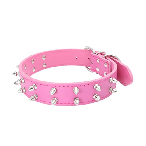 FUNAT Doppelreihiges Haustier Halsband mit Nieten, Niethalsband für mittlere und große Hunde, PU-Hundehalsband Hundekette